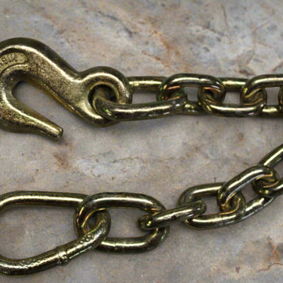 18'' Chain Extension with 3/8'' Grab Hook – D-Ring, Pearl Link, & Tube End Options Pearl Link