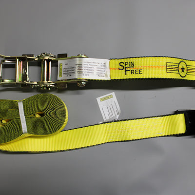 2" x 27'/30' Long & Wide Handle Rachet Strap Assembly w/ Flat Hook Yellow